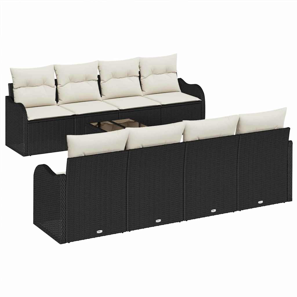 Gartensofa-set 9 stk. 8-Sitzanzahl Schwarz und Creme