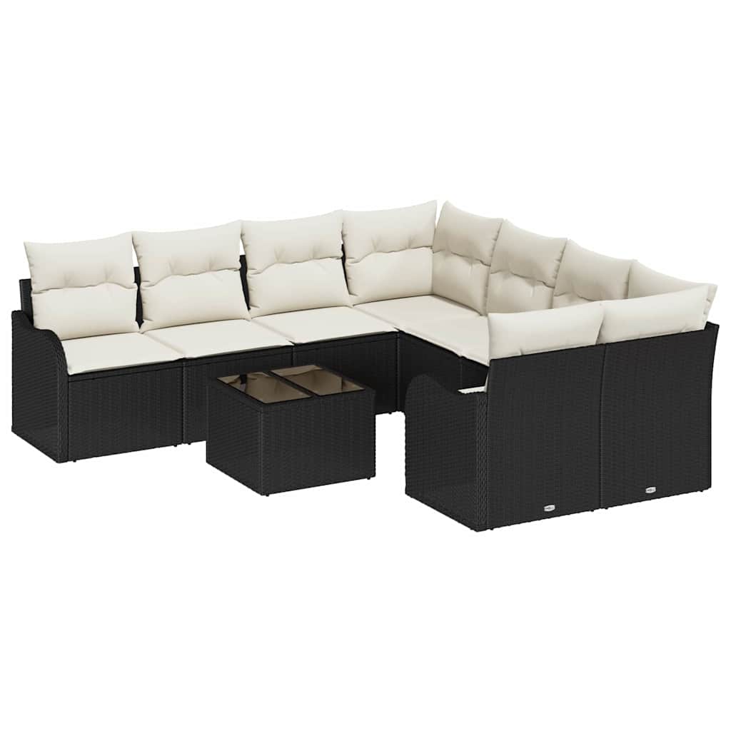 Gartensofa-set 9 stk. 8-Sitzanzahl Schwarz und Creme