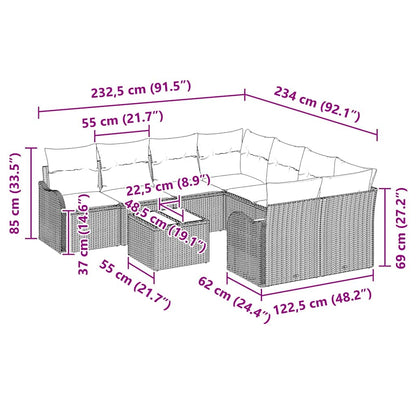 Gartensofa-set 9 stk. 8-Sitzer Grau