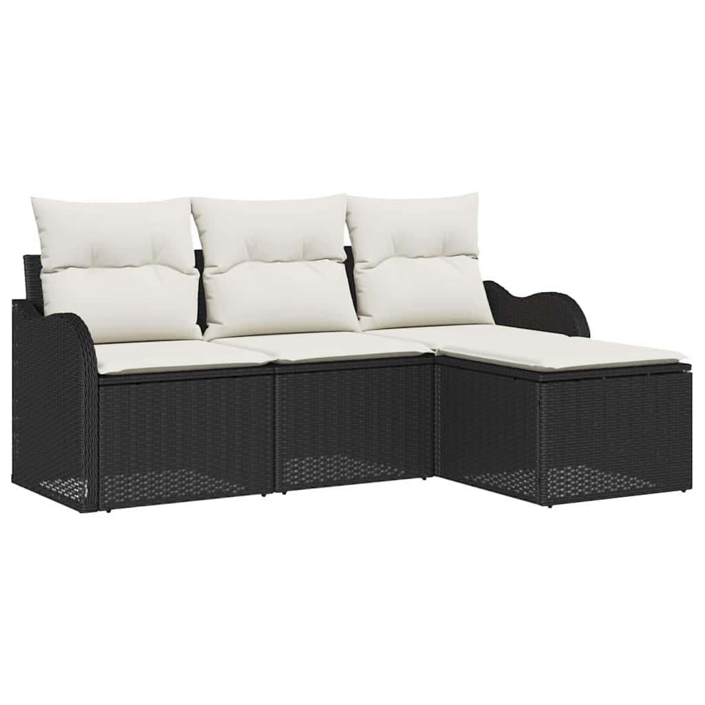 Gartensofa-set 4 stk. Schwarz Poly-Rattan