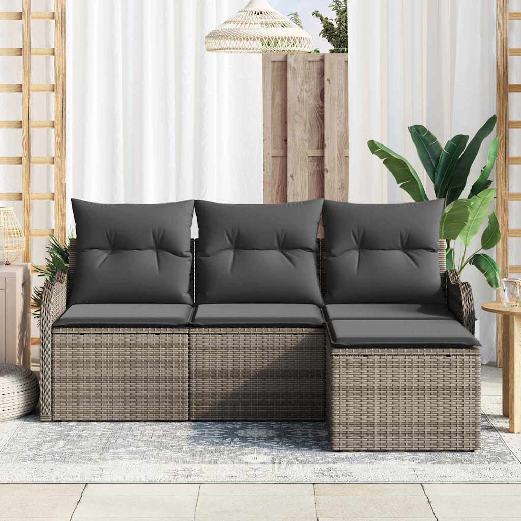 Gartensofa-set 4 stk. Grau Poly-Rattan