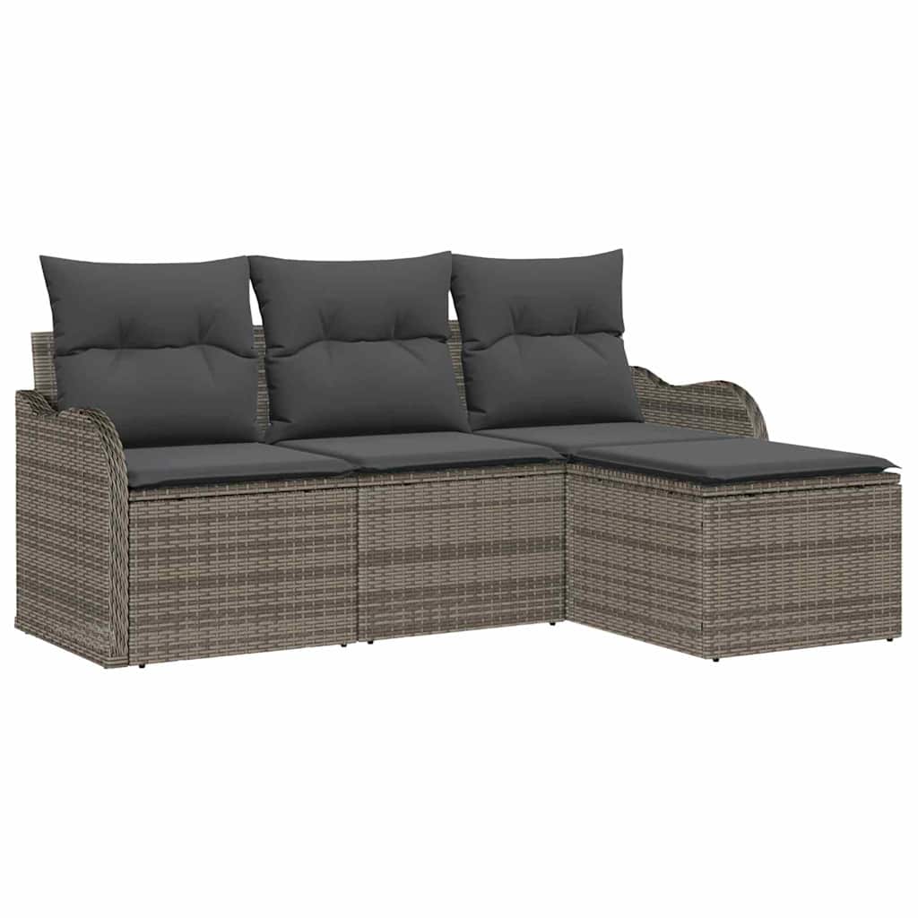 Gartensofa-set 4 stk. Grau Poly-Rattan