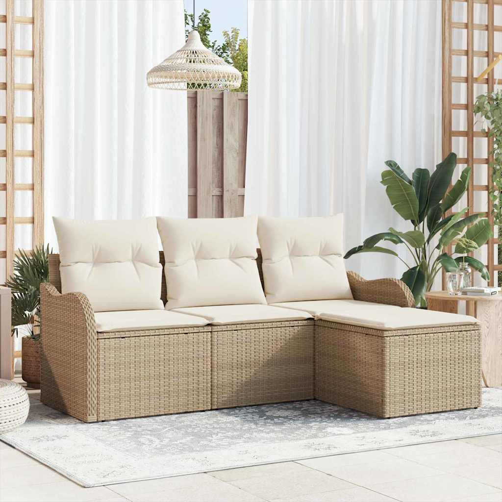 Gartensofa-set 4 stk. Beige Poly-Rattan