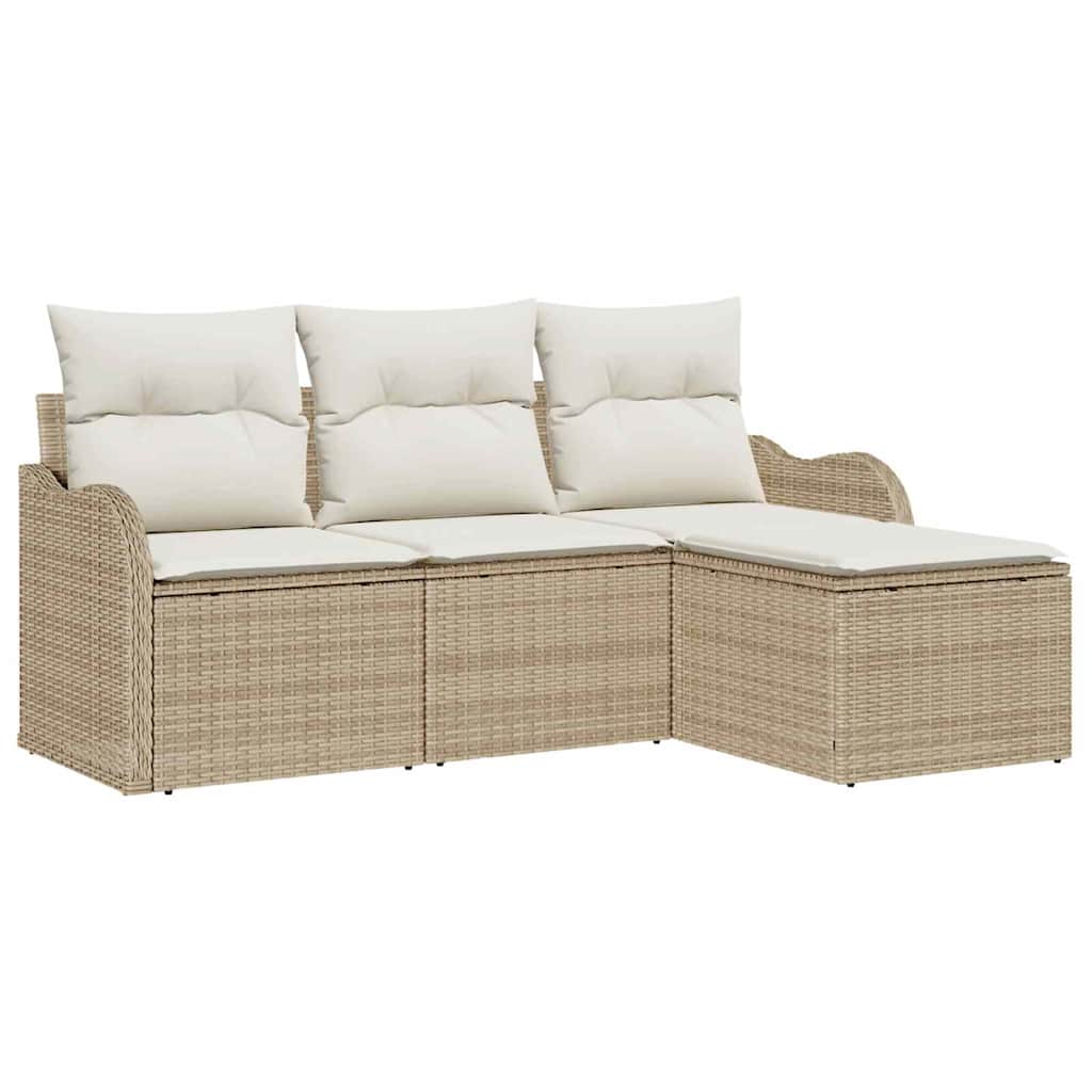 Gartensofa-set 4 stk. Beige Poly-Rattan