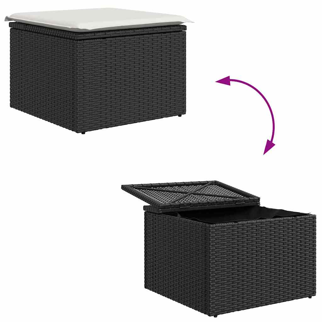 Gartensofa-set 5 stk. Schwarz und Weiß Poly-Rattan