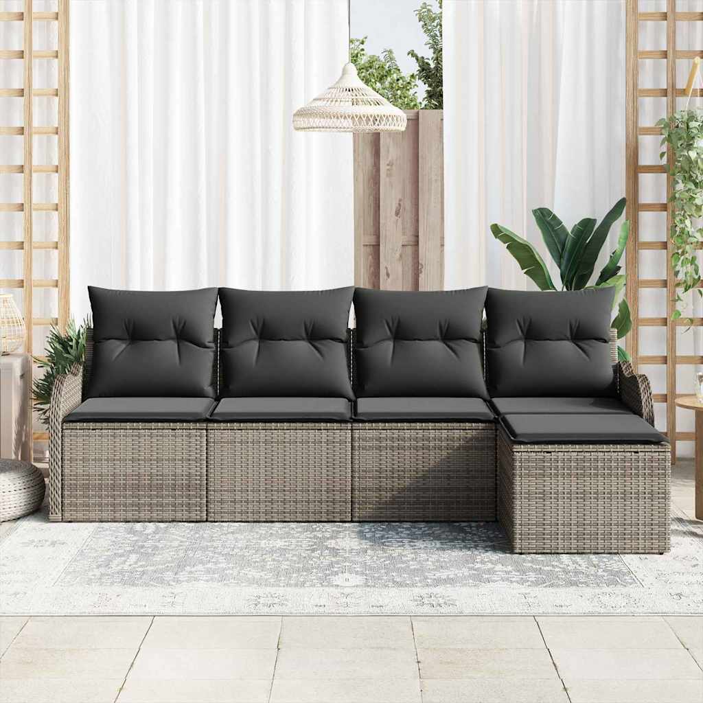Gartensofa-set 5 stk. Grau Poly-Rattan