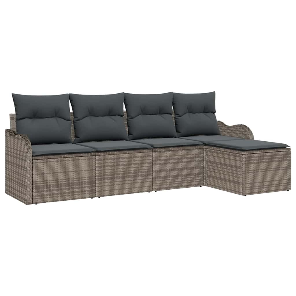 Gartensofa-set 5 stk. Grau Poly-Rattan