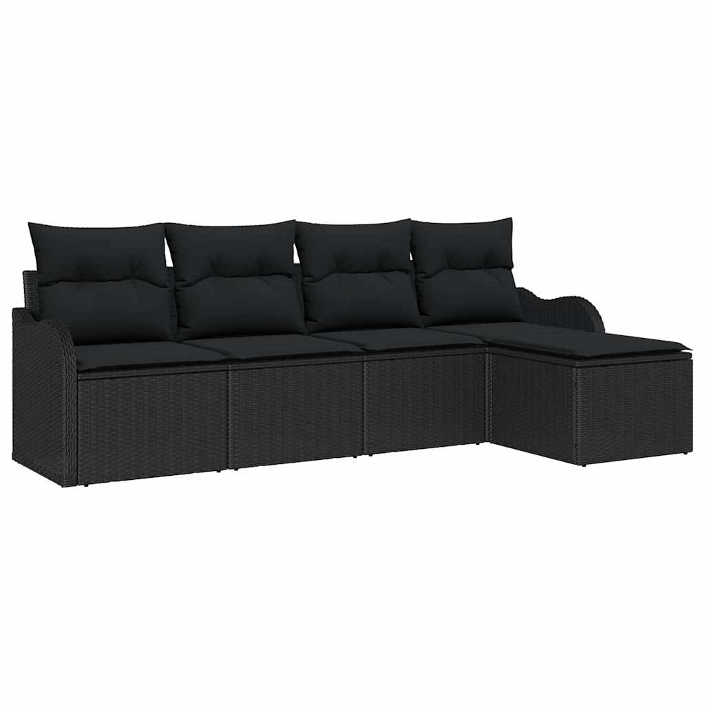 Gartensofa-set 5 stk. Schwarz Poly-Rattan