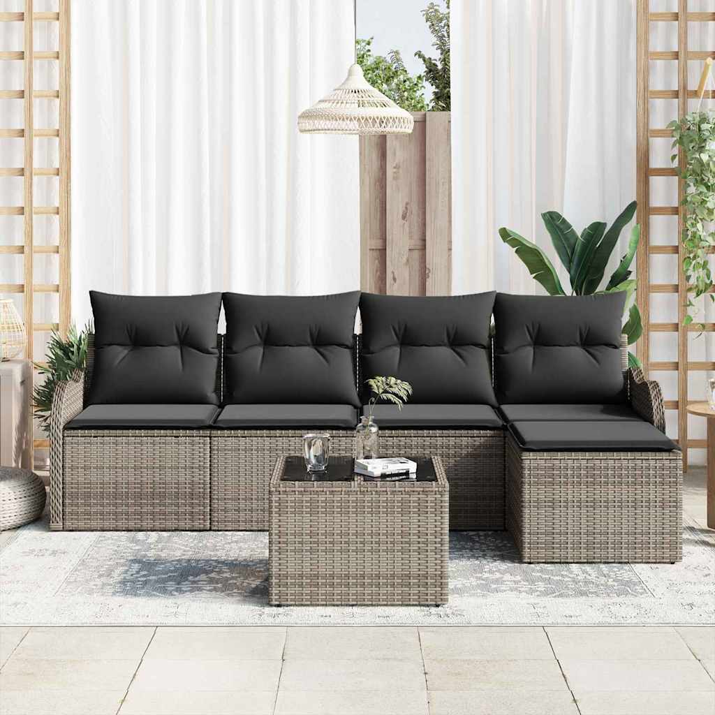 Gartensofa-set 6 stk. Grau Poly-Rattan