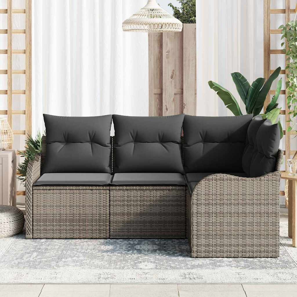 Gartensofa-set 4 stk. Grau Poly-Rattan
