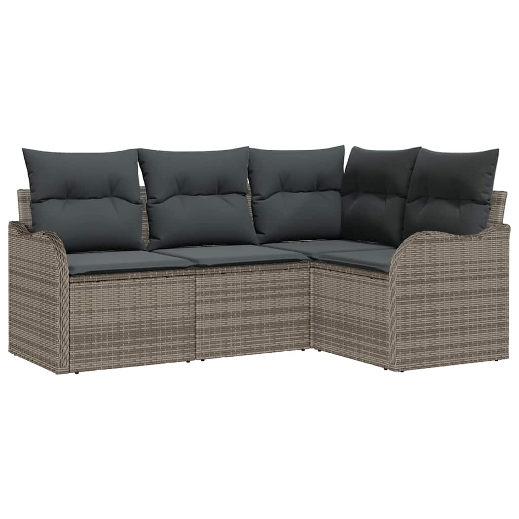 Gartensofa-set 4 stk. Grau Poly-Rattan