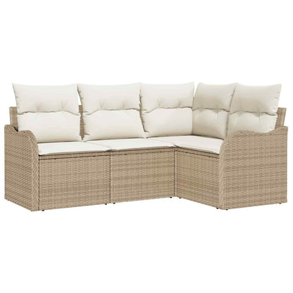 Gartensofa-set 4 stk. Beige Poly-Rattan