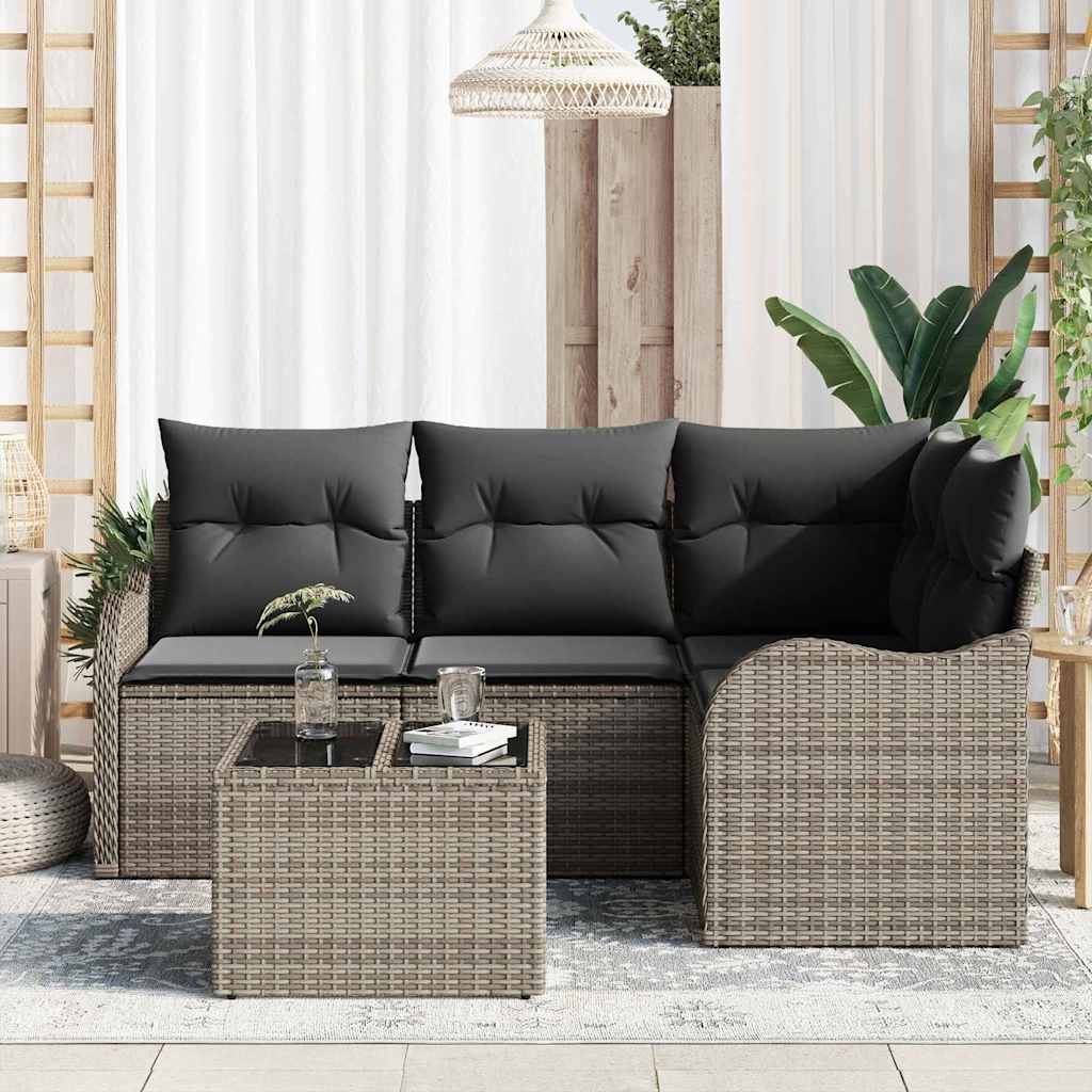 Gartensofa-set 5 stk. Schwarz Poly-Rattan