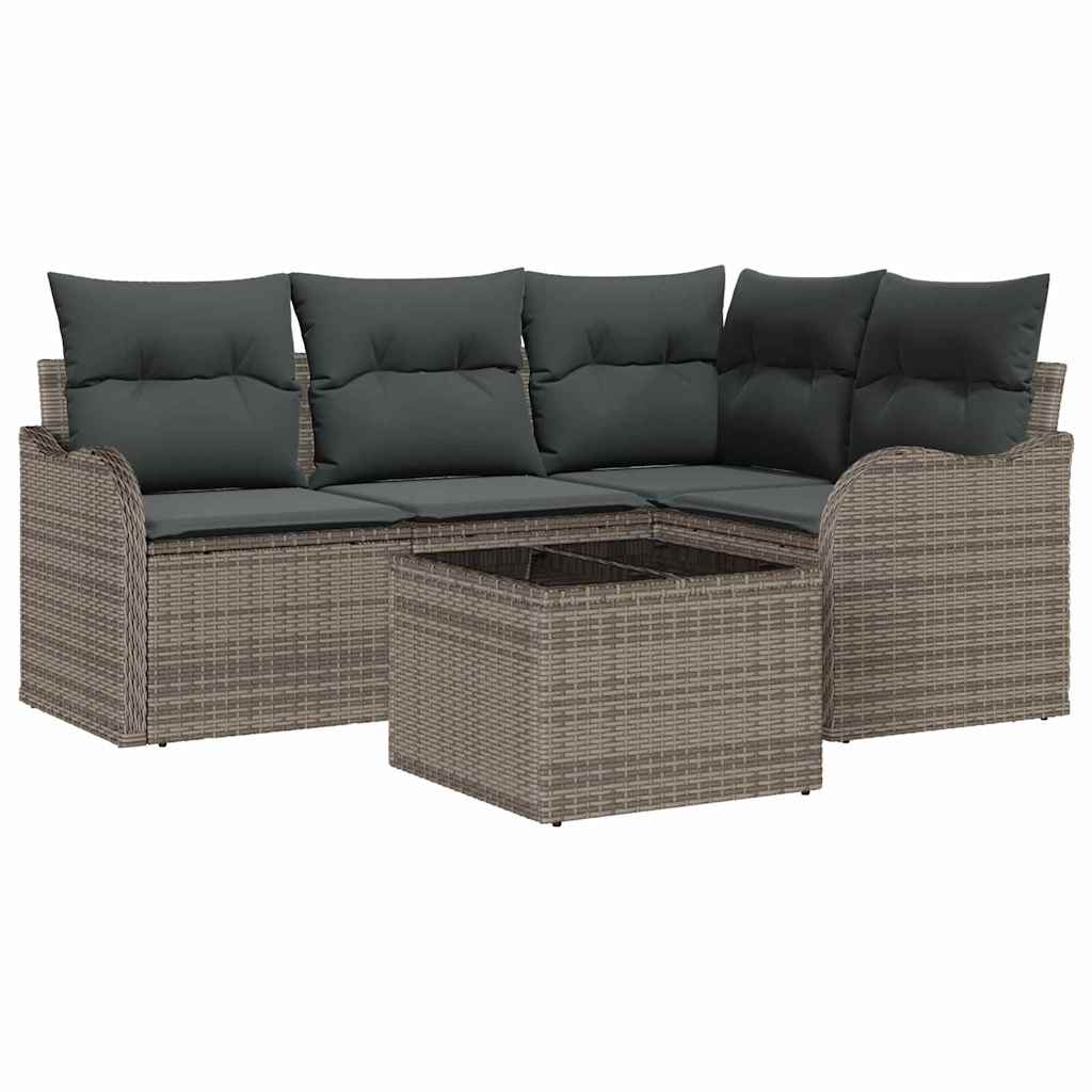 Gartensofa-set 5 stk. Schwarz Poly-Rattan