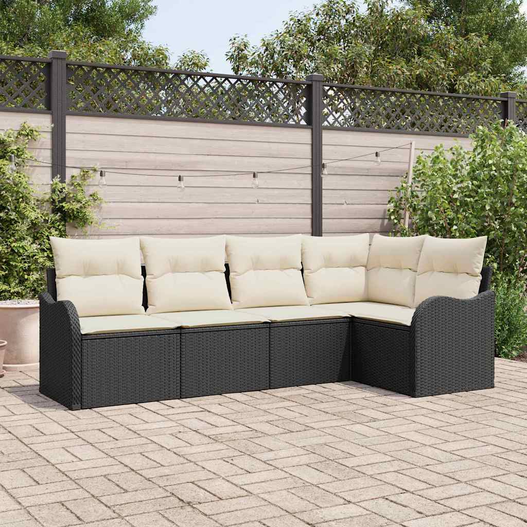 Gartensofa-set 5 stk. Schwarz Poly-Rattan