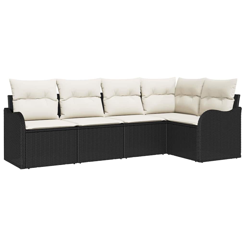 Gartensofa-set 5 stk. Schwarz Poly-Rattan