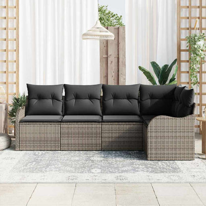 Gartensofa-set 5 stk. Grau Poly-Rattan
