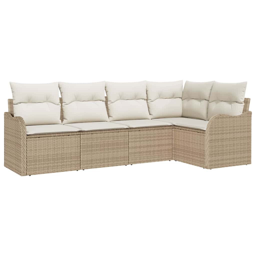 Gartensofa-set 5 stk. Beige Poly-Rattan
