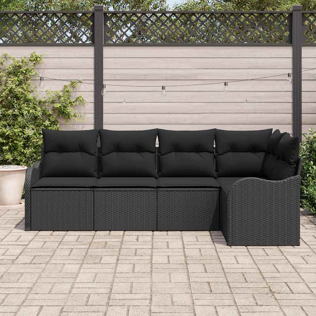 Gartensofa-set 5 stk. Schwarz Poly-Rattan