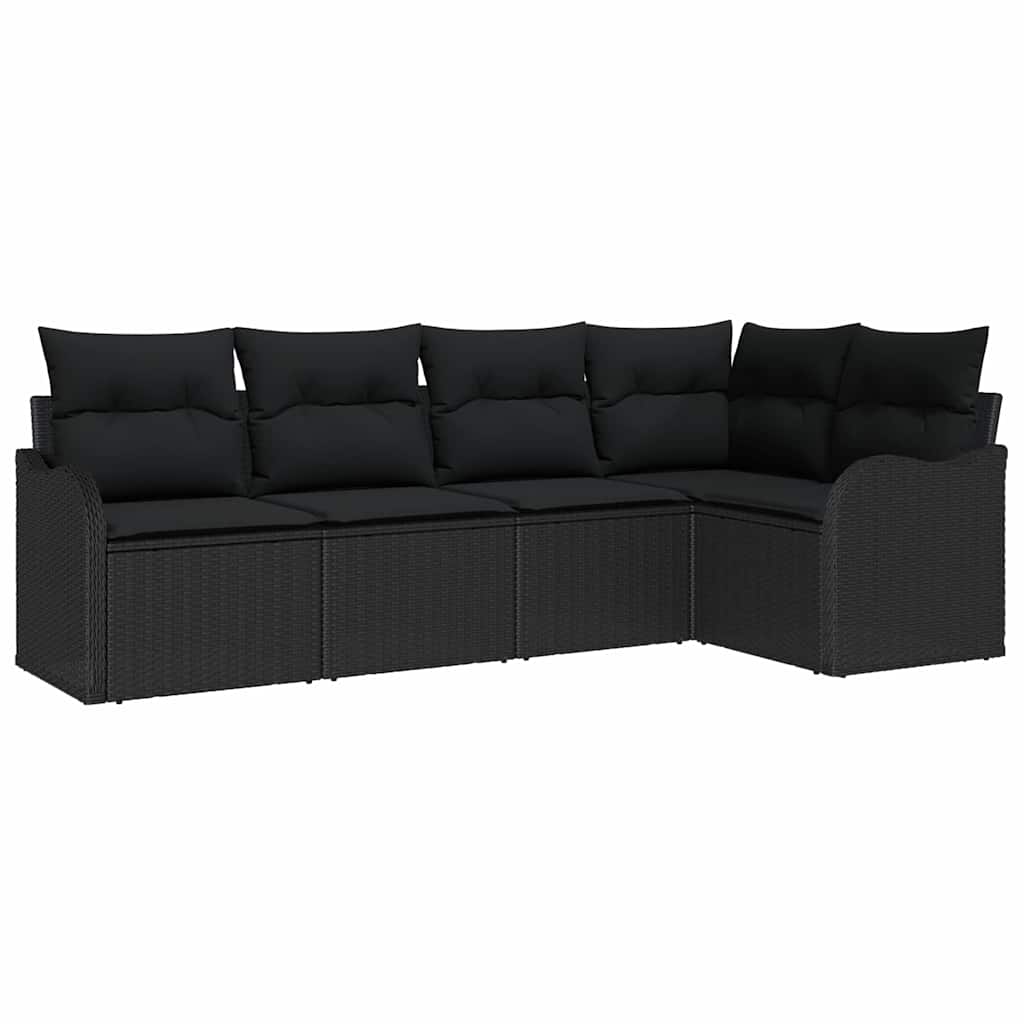 Gartensofa-set 5 stk. Schwarz Poly-Rattan