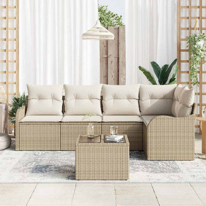 Gartensofa-set 6 stk. Beige Poly-Rattan