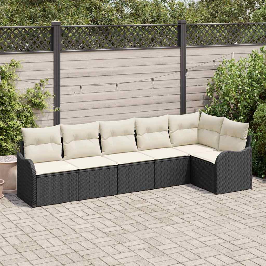 Gartensofa-set 6 stk. Schwarz Poly-Rattan