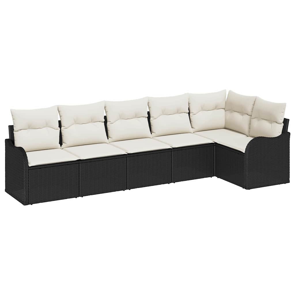 Gartensofa-set 6 stk. Schwarz Poly-Rattan