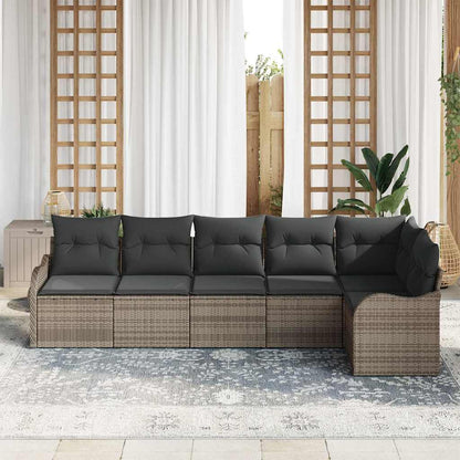 Gartensofa-set 6 stk. Grau Poly-Rattan