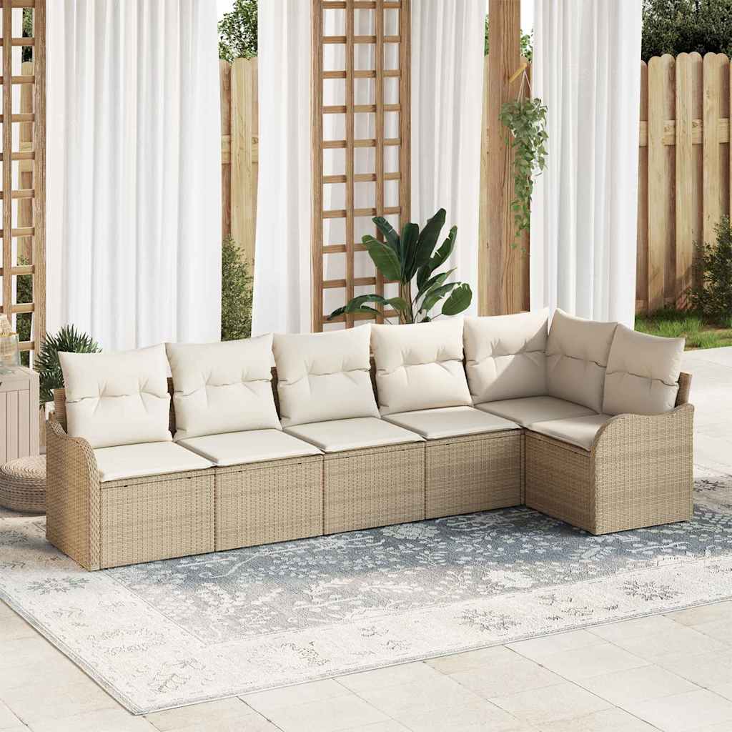 Gartensofa-set 6 stk. Beige Poly-Rattan