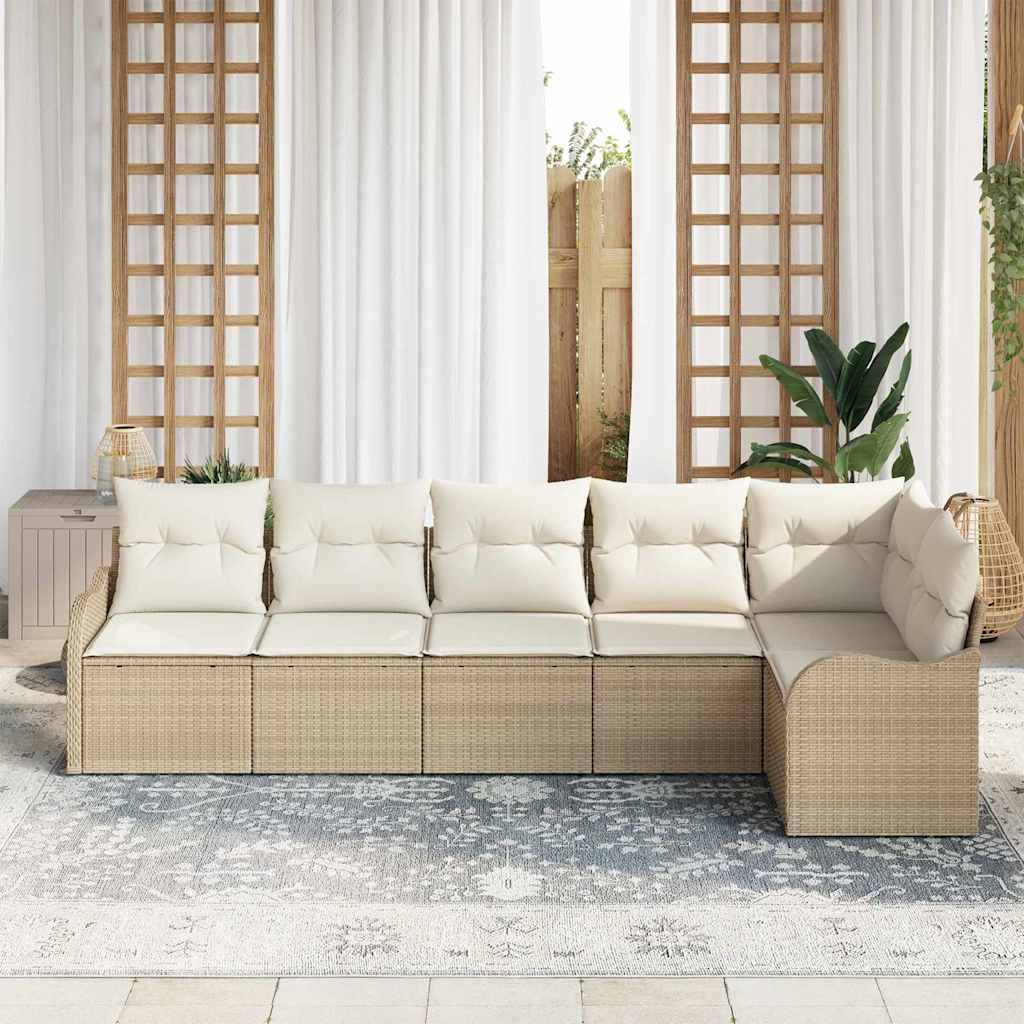 Gartensofa-set 6 stk. Beige Poly-Rattan