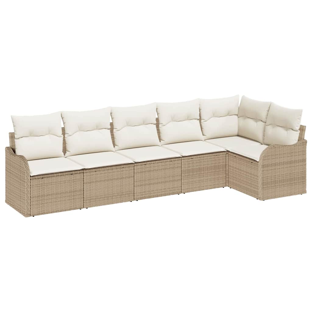 Gartensofa-set 6 stk. Beige Poly-Rattan