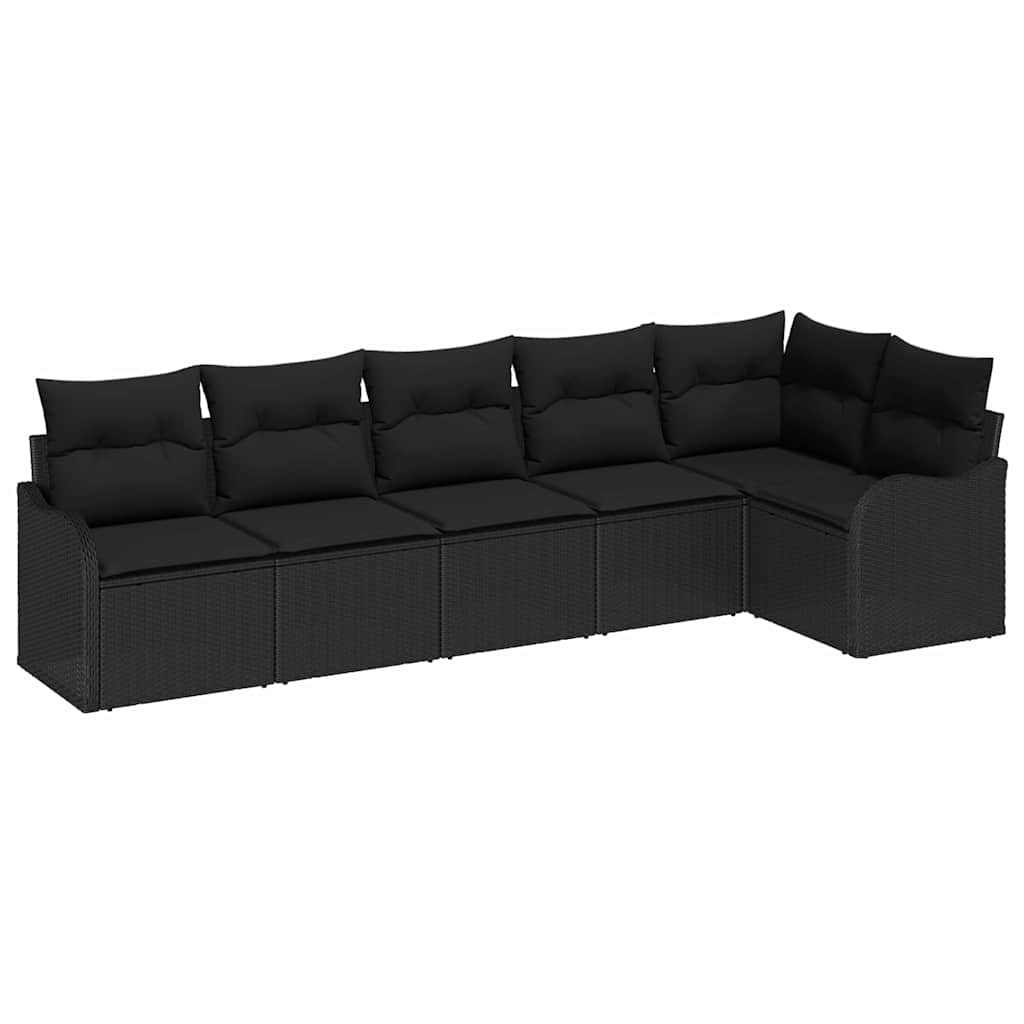 Gartensofa-set 6 stk. Schwarz Poly-Rattan