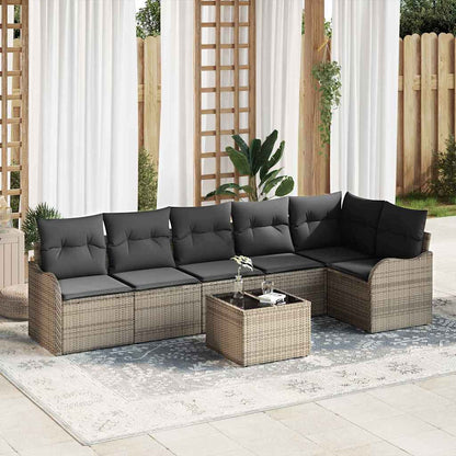 Gartensofa-set 7 stk. Schwarz Poly-Rattan