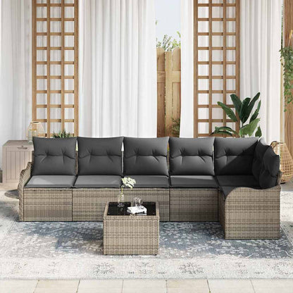 Gartensofa-set 7 stk. Schwarz Poly-Rattan