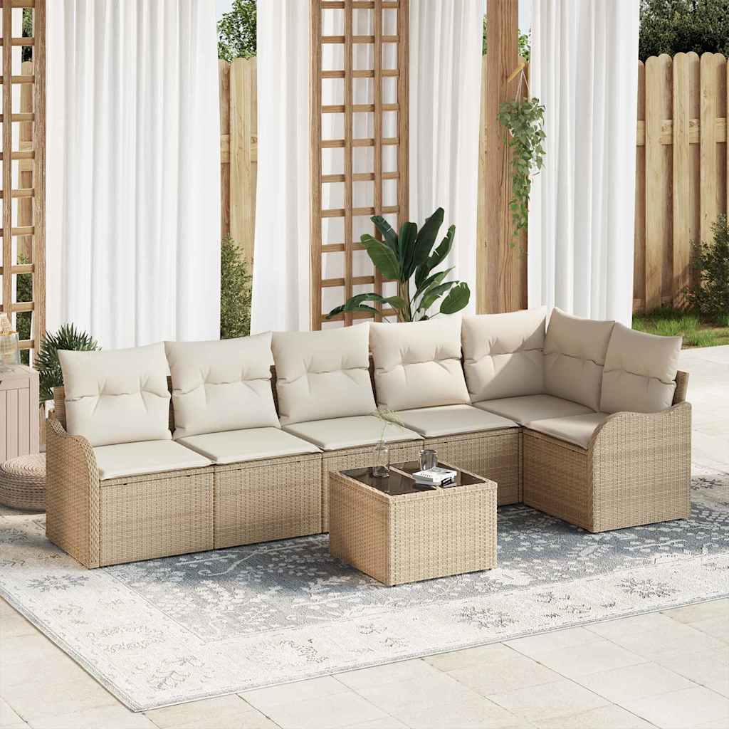 Gartensofa-set 7 stk. Braun Poly-Rattan
