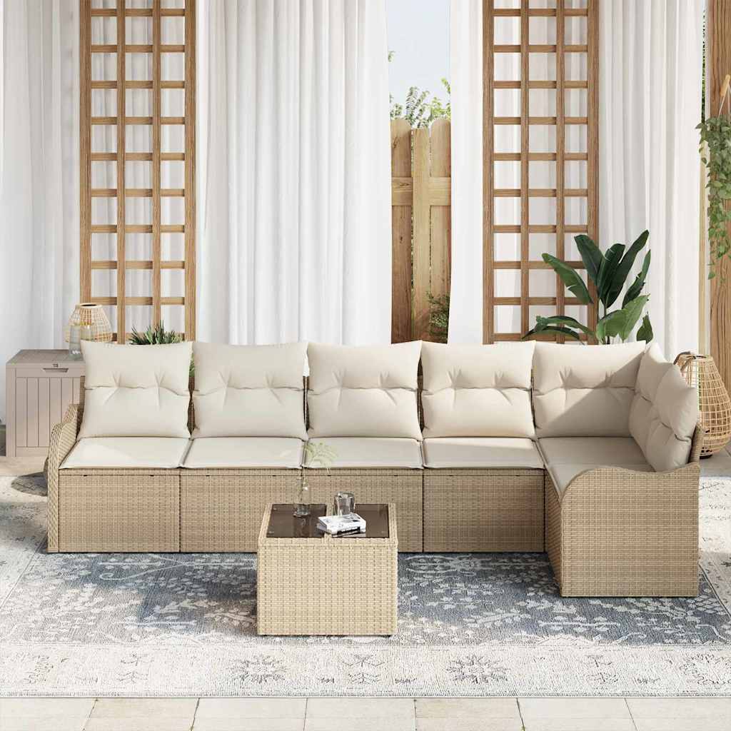 Gartensofa-set 7 stk. Braun Poly-Rattan