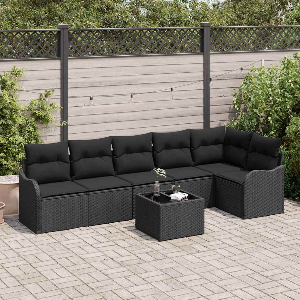 Gartensofa-set 7 stk. Beige Poly-Rattan