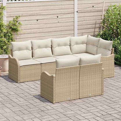 Garten-Sofa-Set 7 stk. Beige Poly Rattan