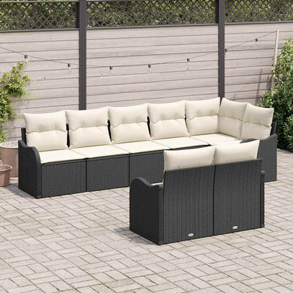 Gartensofa-set 8 stk. Schwarz und Weiß Poly-Rattan