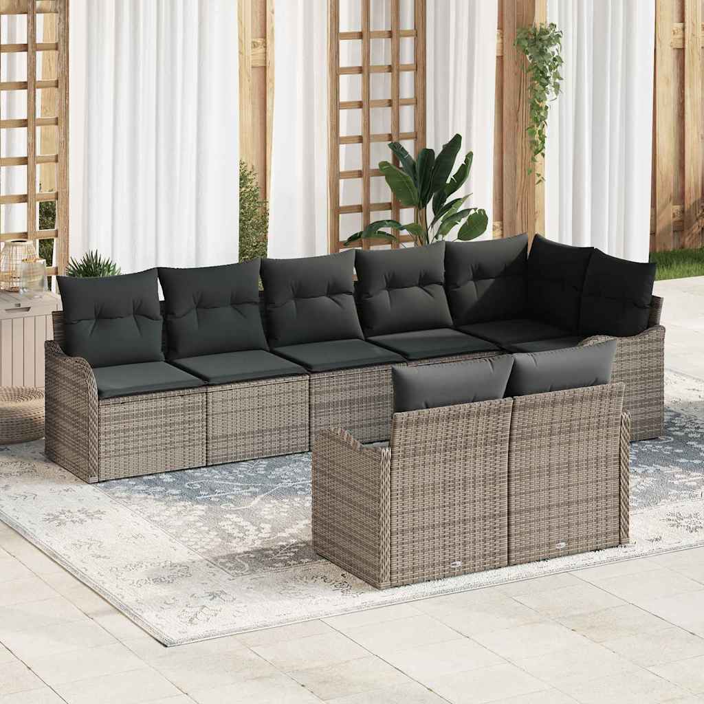 Gartensofa-set 8 stk. Grau Poly-Rattan