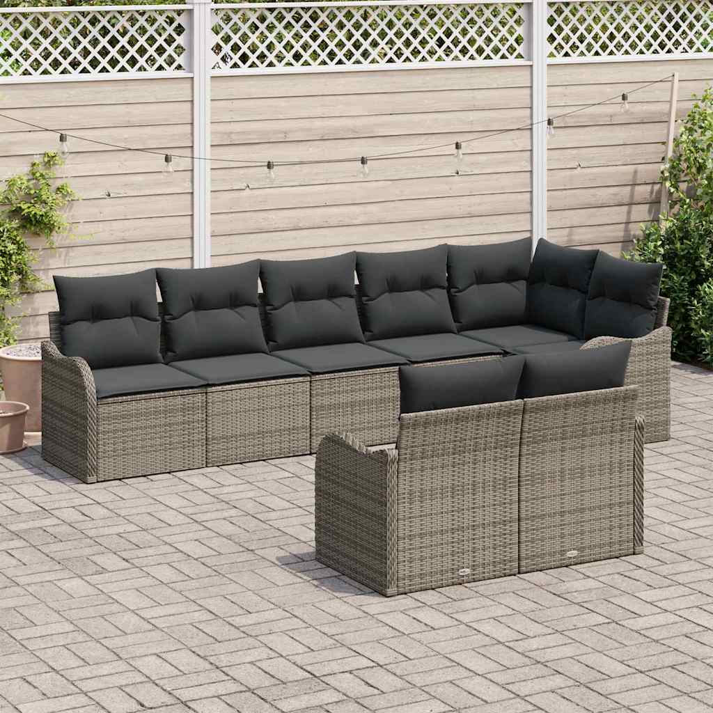 Gartensofa-set 8 stk. Grau Poly-Rattan