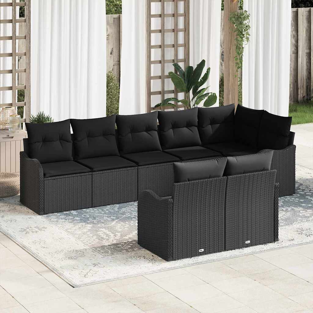 Gartensofa-set 8 stk. Schwarz Poly-Rattan