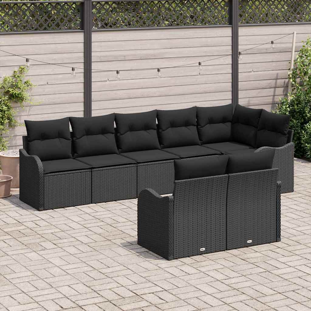 Gartensofa-set 8 stk. Schwarz Poly-Rattan