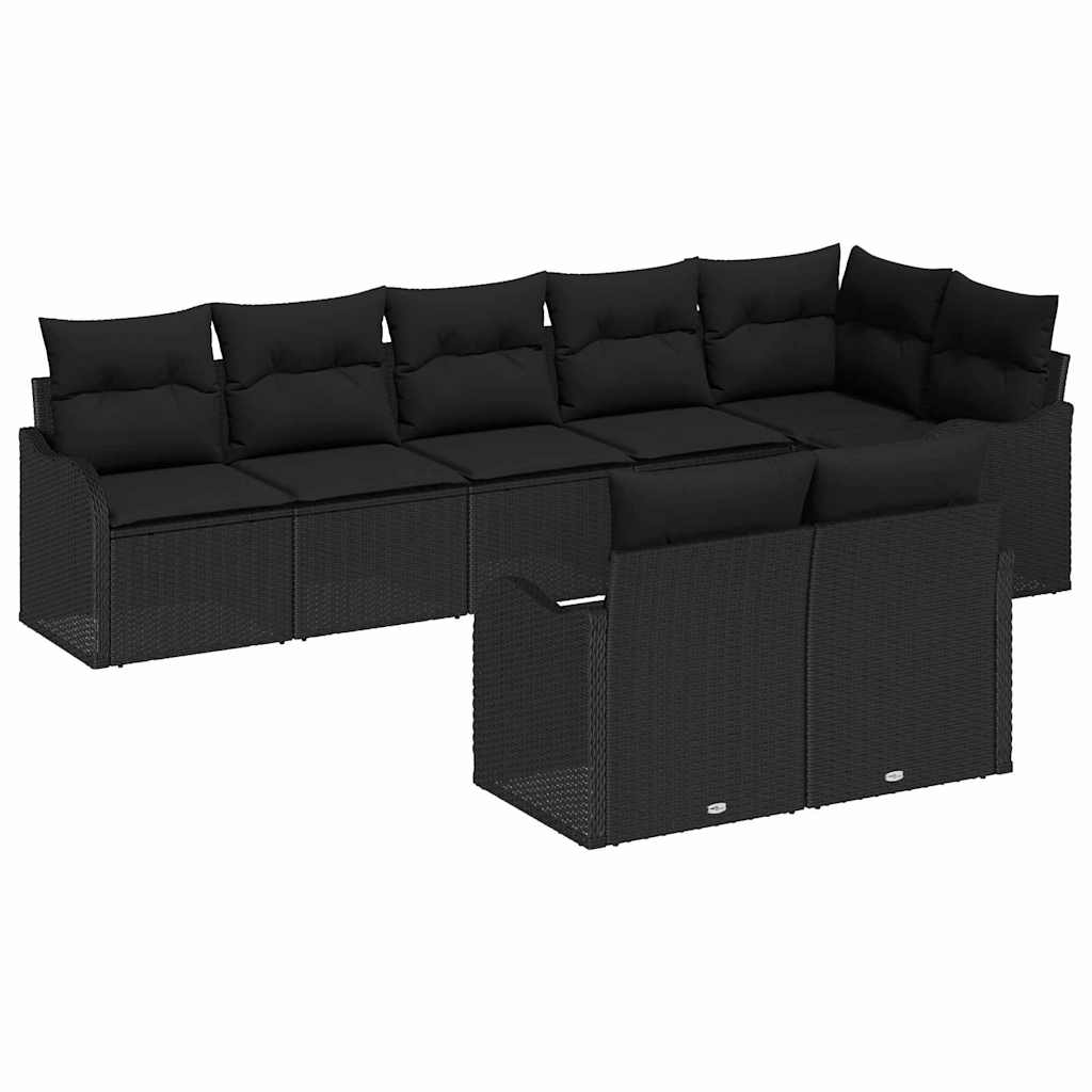 Gartensofa-set 8 stk. Schwarz Poly-Rattan