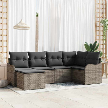 Gartensofa-set 6 stk. Grau Poly-Rattan