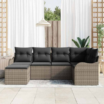 Gartensofa-set 6 stk. Grau Poly-Rattan