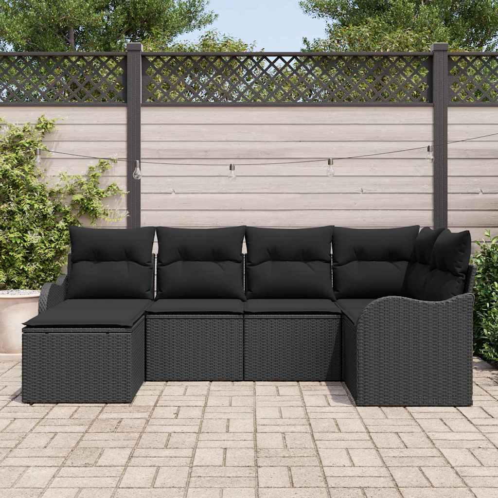 Gartensofa-set 6 stk. Schwarz Poly-Rattan