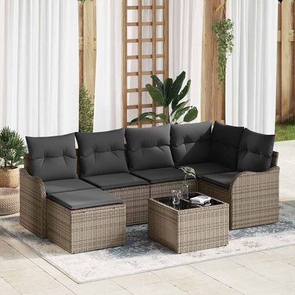Gartensofa-set 7 stk. Grau Poly-Rattan