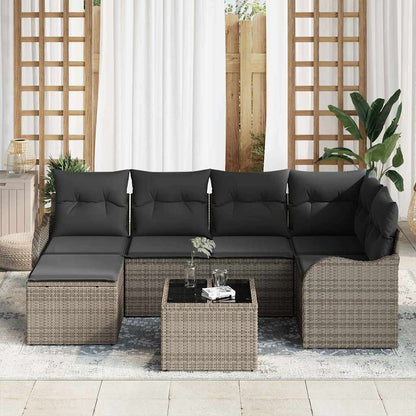 Gartensofa-set 7 stk. Grau Poly-Rattan