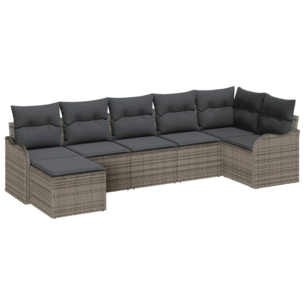 Gartensofa-set 7 stk. Grau Poly-Rattan